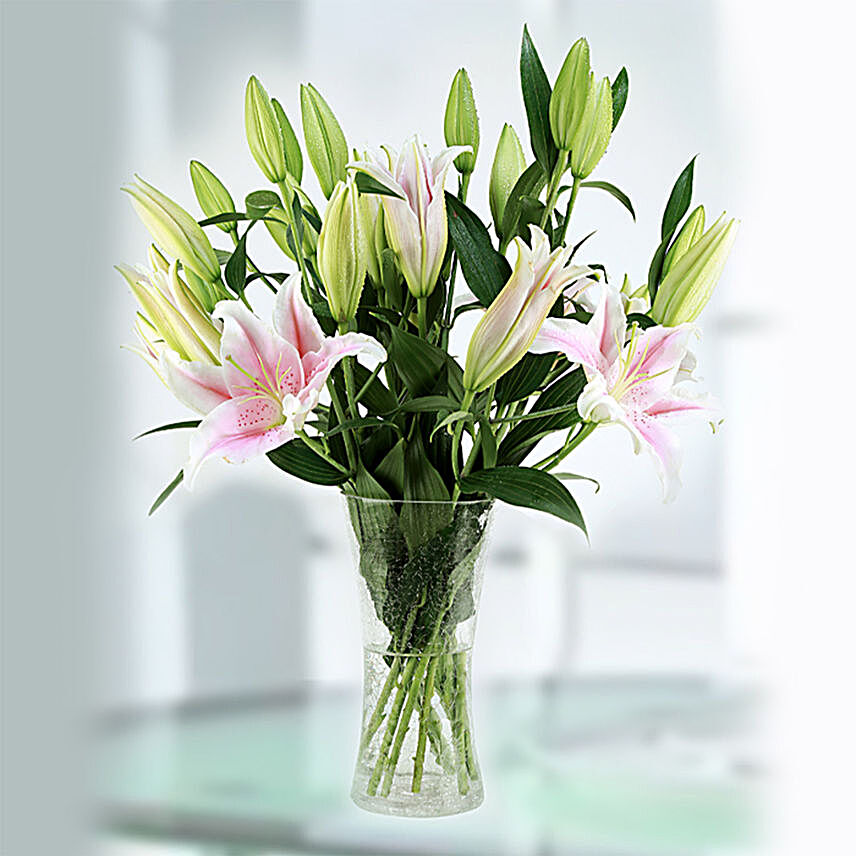 stangazer pink lilies online:Send Birthday Flowers to Qatar