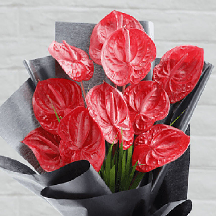 10 Stems Red Anthurium Bouquet
