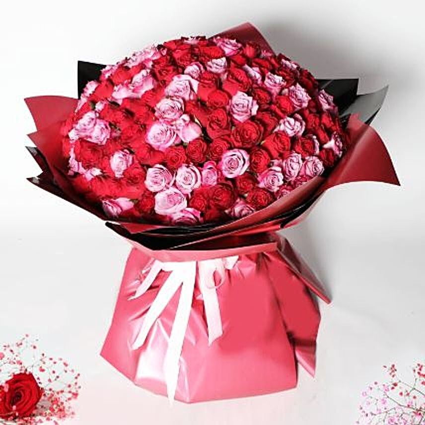 200 Red and Pink Roses Bouquet