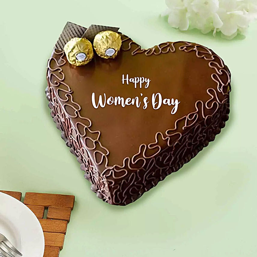 Womens Day Heart Shape Chocolate Cake