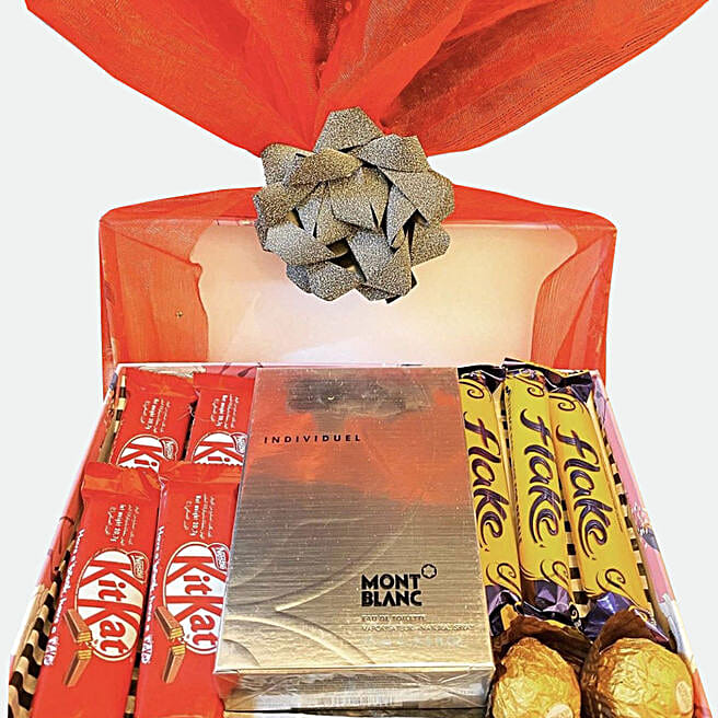 Mont Blanc Perfume And Chocolate Hamper qatar Gift Mont Blanc Perfume