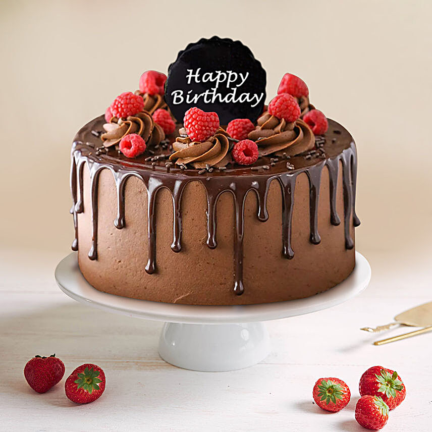Dripping Chocolate Birthday Cake