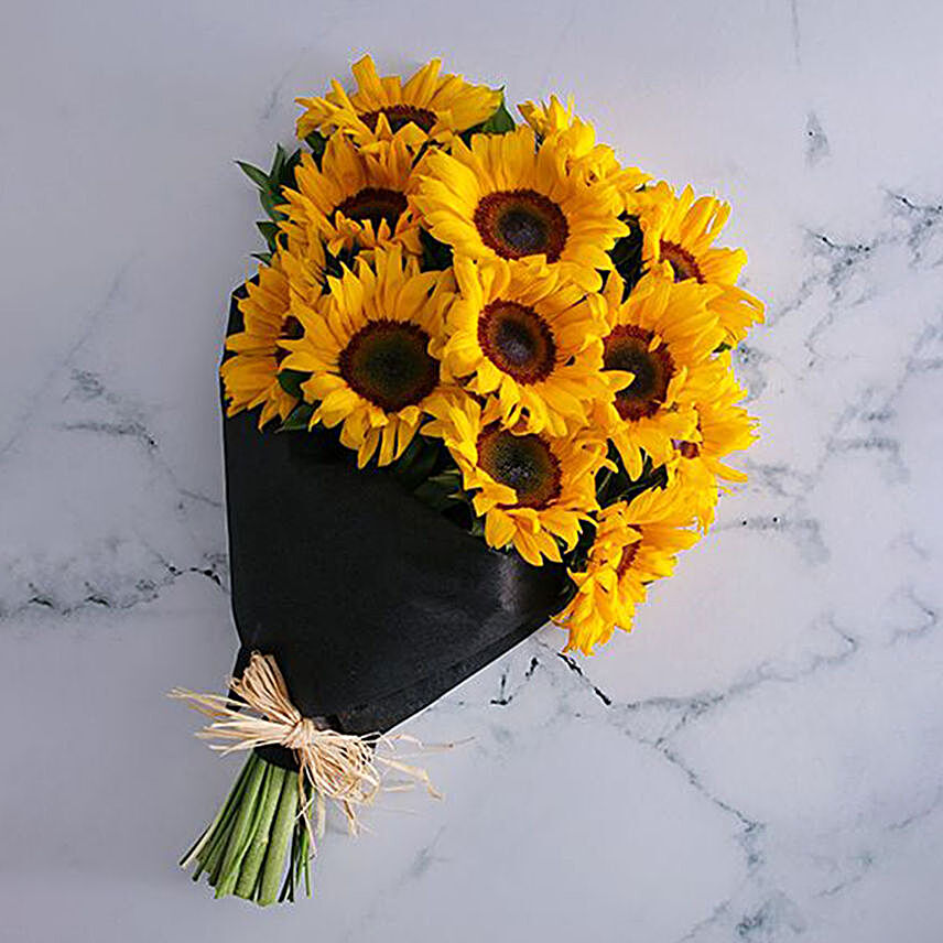 Blissful Sunflowers Beautifully Tied Bouquet