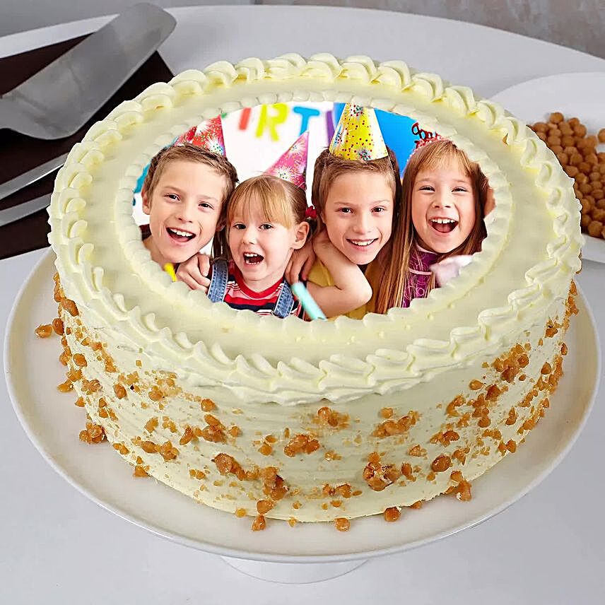 Butterscotch Birthday Photo Cake