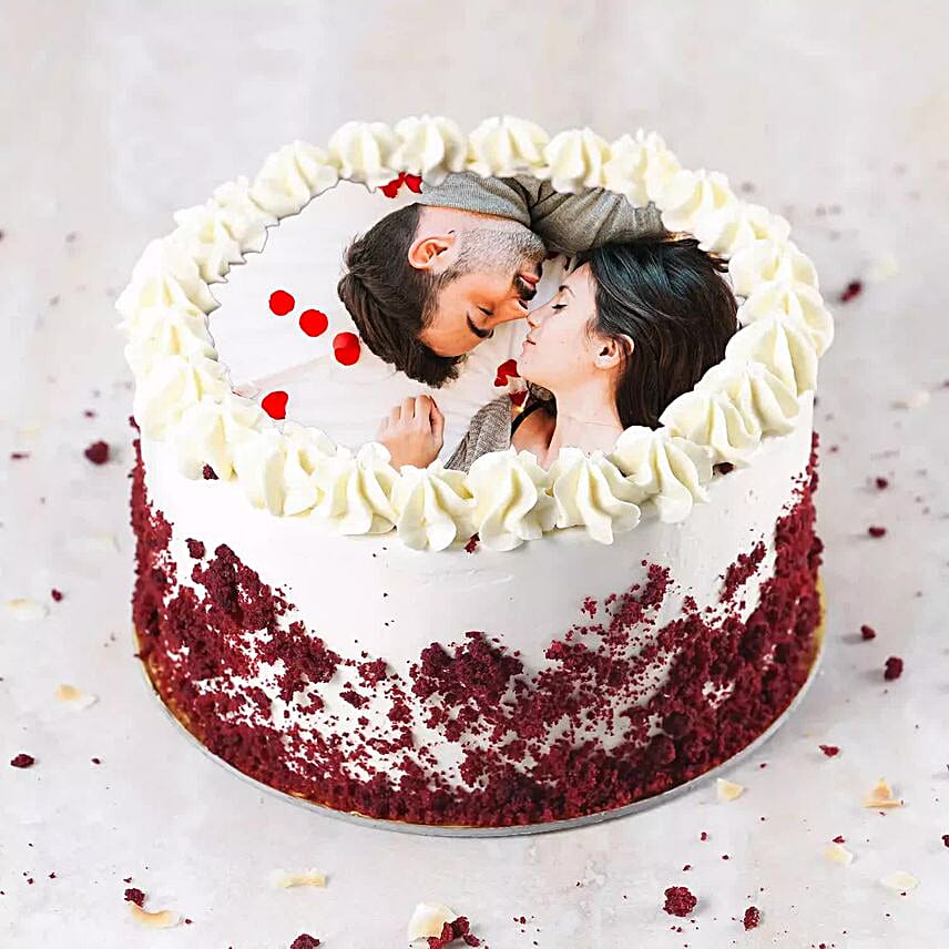 Velvety Photo Cake For Anniversary