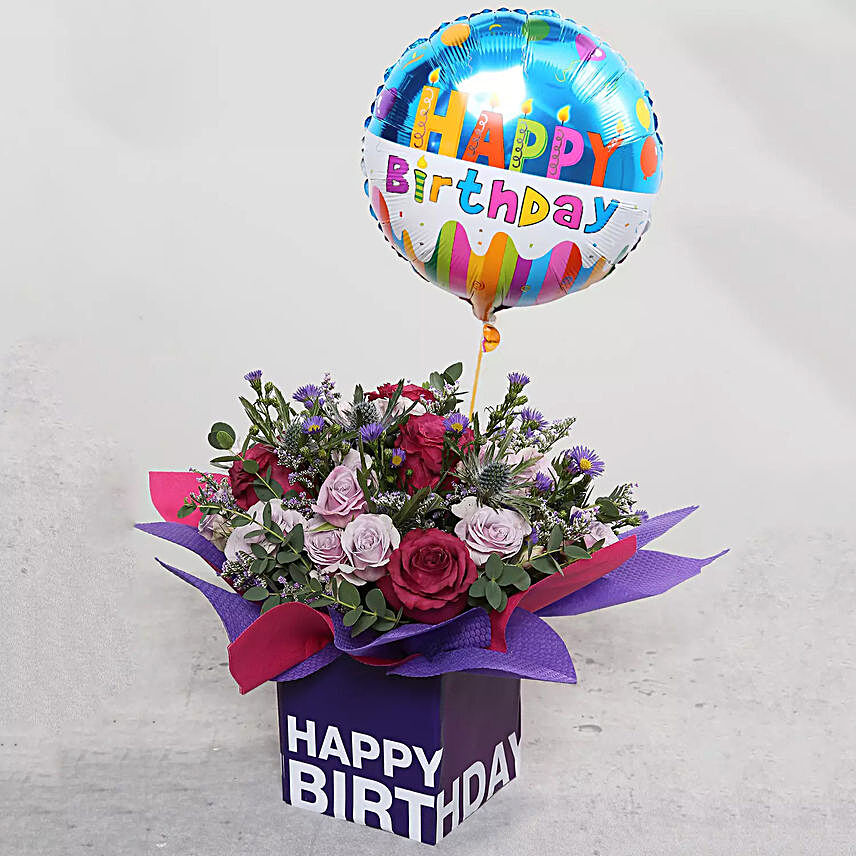 Birthday Flower Arrangement With Balloon:Combos to Qatar