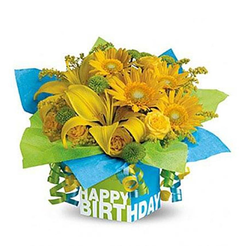 Sunny Birthday Present:Mixed Flowers to Qatar