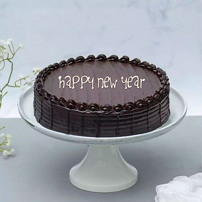 Happy New Year Luscious Chocolate Fudge Cake qatar Gift Happy New