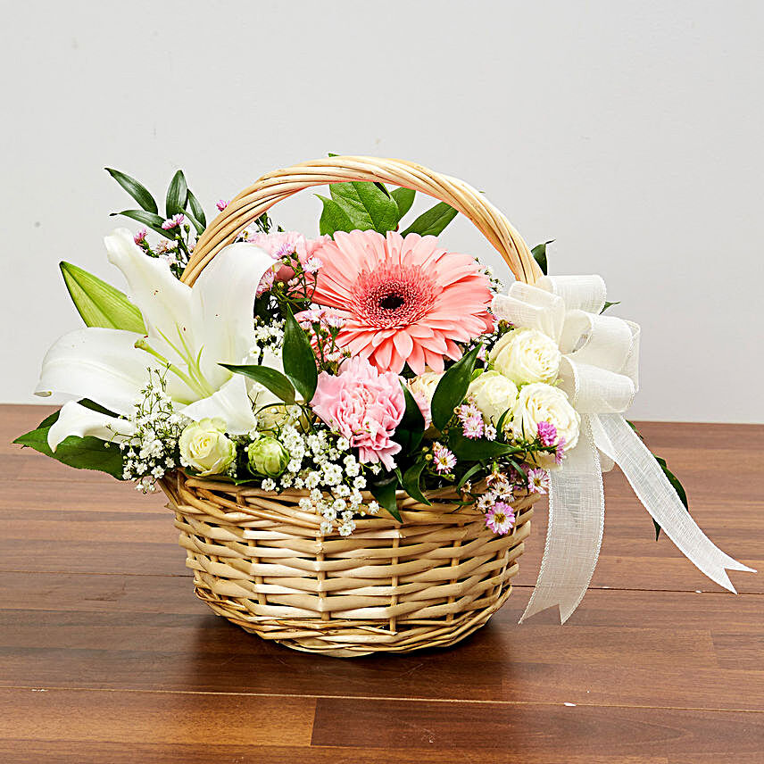Basket Arrangement Of Gorgeous Flowers:Womens Day Gifts to Qatar