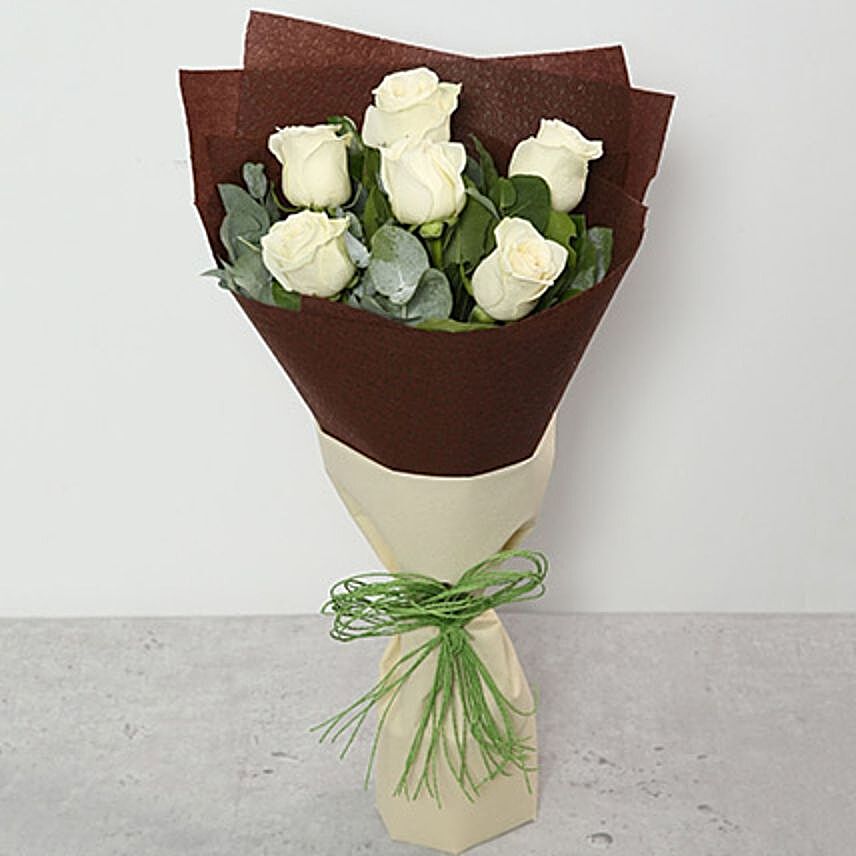 gorgeous white roses bouquet online