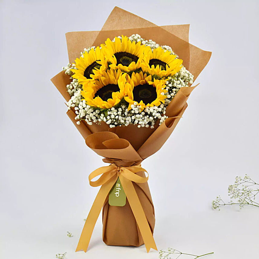 Ravishing Sunflowers Beautifully Tied Bouquet