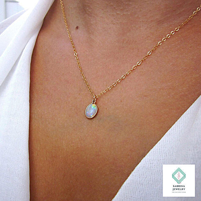 Ethiopian Opal Necklace qatar Gift Ethiopian Opal Necklace- FNP