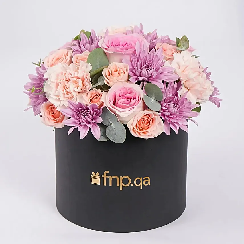 Elegant Flower Arrangement in a Black Box