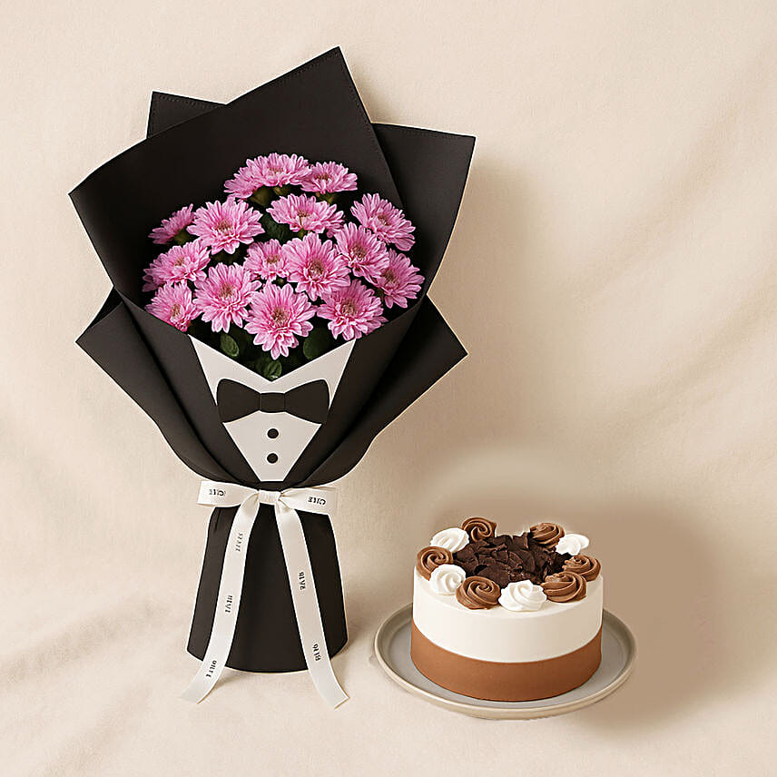 Daisy Elegance for Dad With Blackforest Cake
