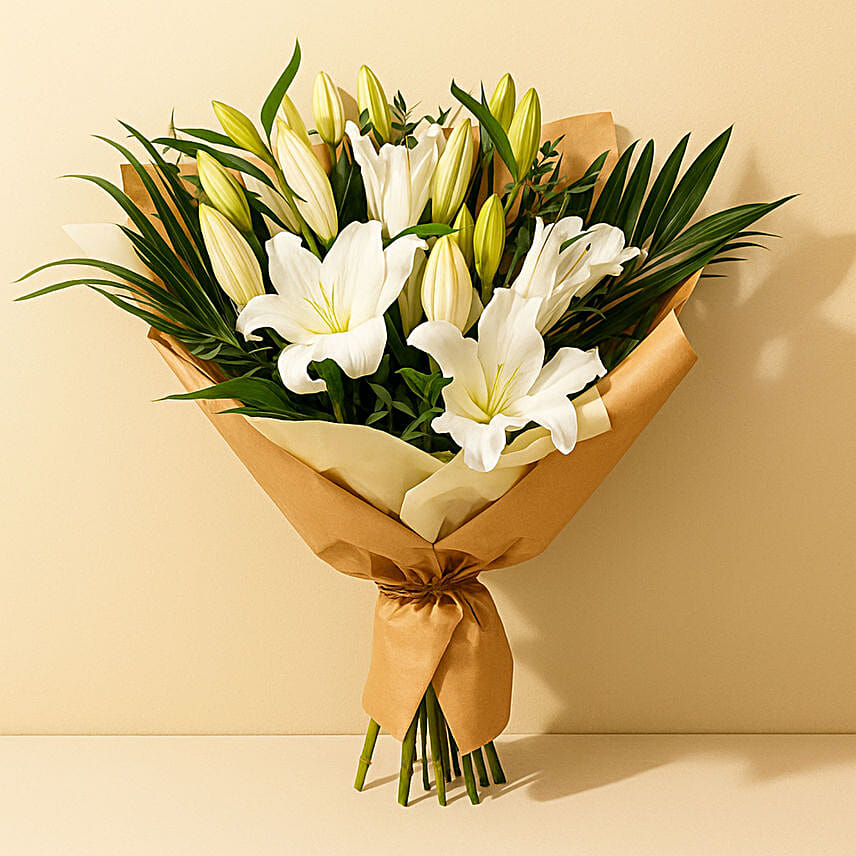 White Beauty Lilies Bouquet Standard