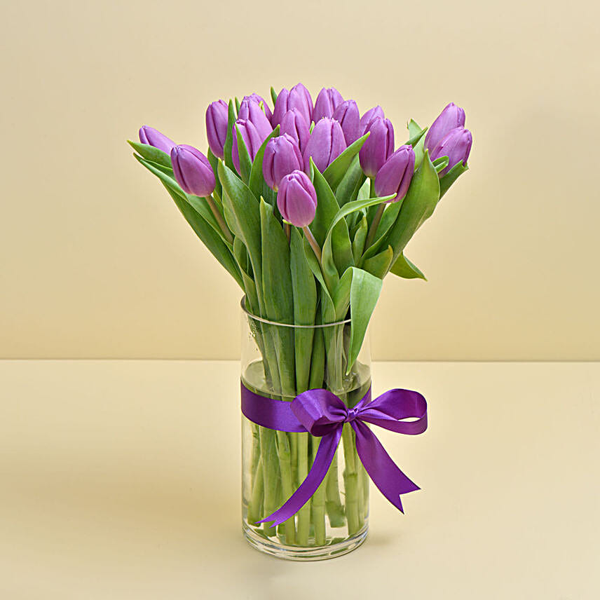 10 Purple Tulips Arrangement