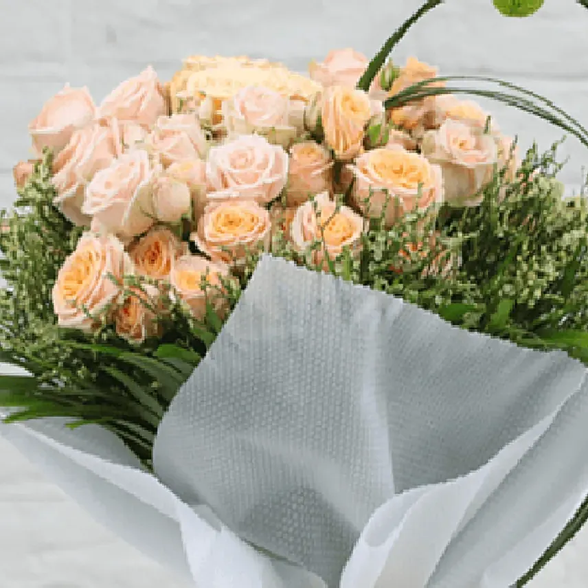 peach roses bouquet for birthday