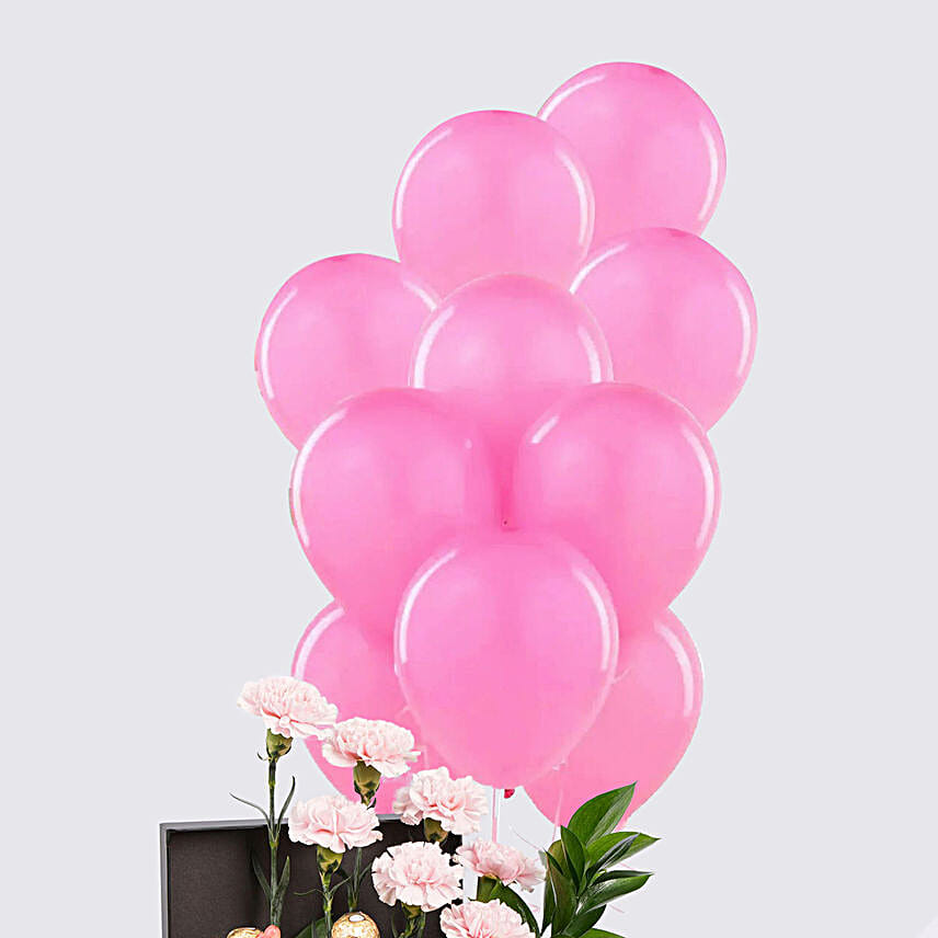 Affairs of Hearts Arrangement With 10 Pink Balloons