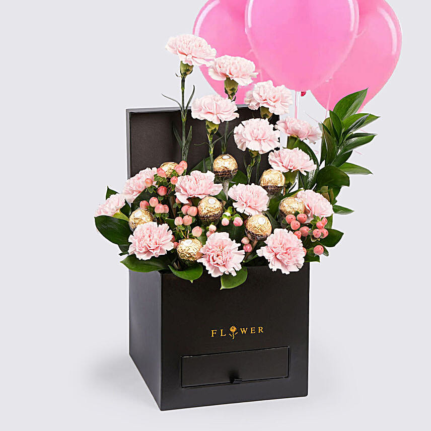 Affairs of Hearts Arrangement With 10 Pink Balloons