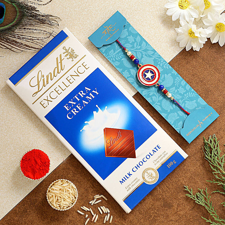 Captain America Kids Rakhi And Lindt Exp