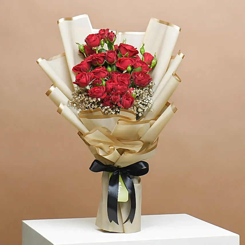 Crimson Heartfelt Roses and Red Velvet Surprise