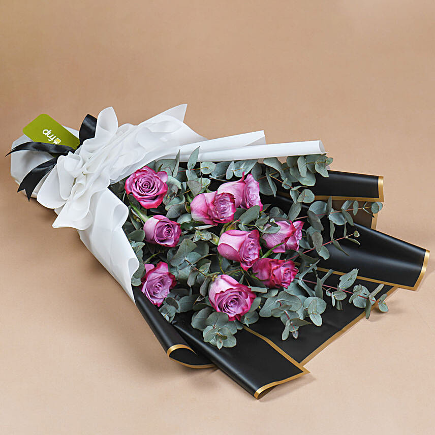 Enchanted Purple Roses and Cake Delight