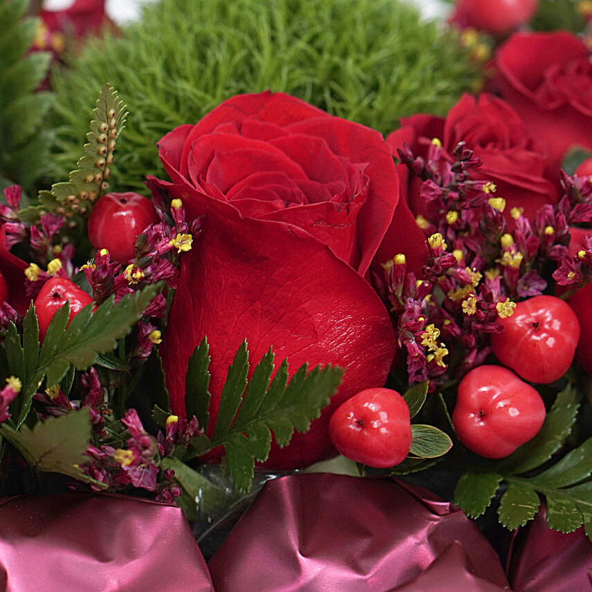 Exotic Mixed Flowers & Chocolates Golden Tray