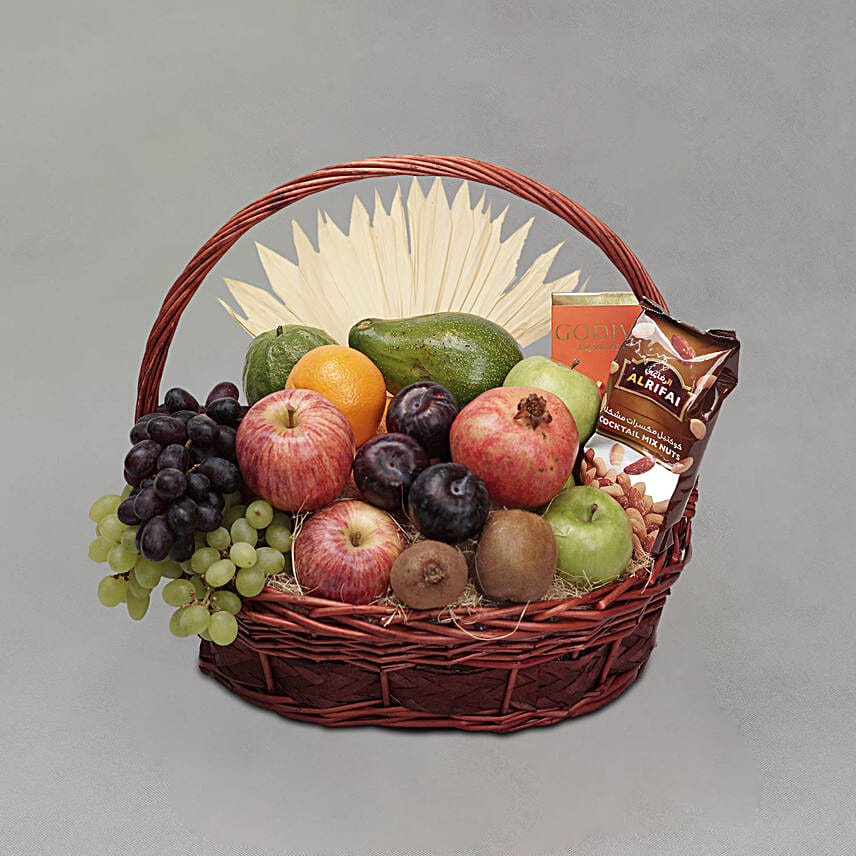 Fruits With Chocolate & Nuts Gift Basket