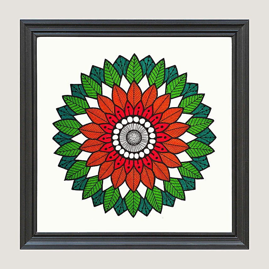 Green & Orange Art White Frame