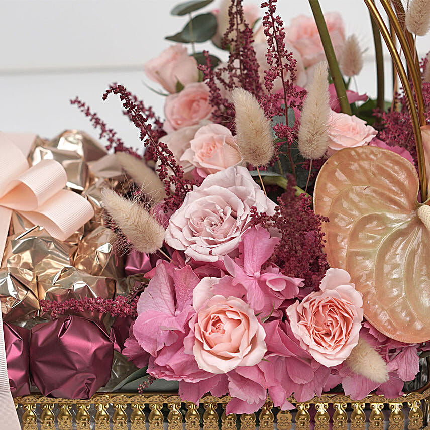Mixed Flowers & Chocolates Dome Shaped Cage