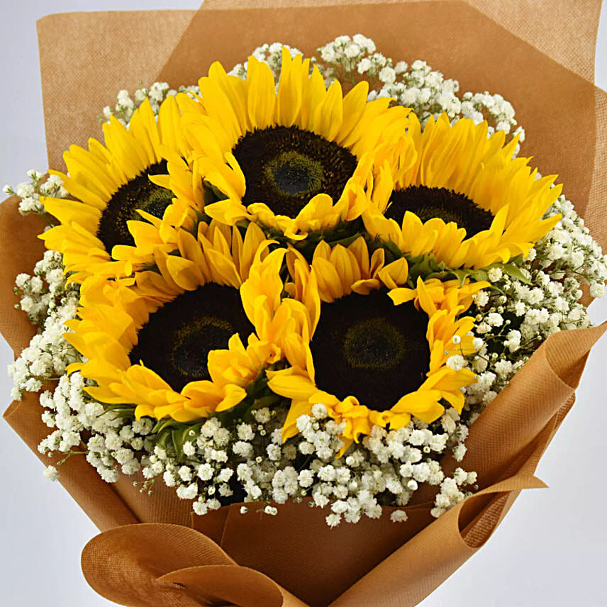 Ravishing Sunflowers Beautifully Tied Bouquet