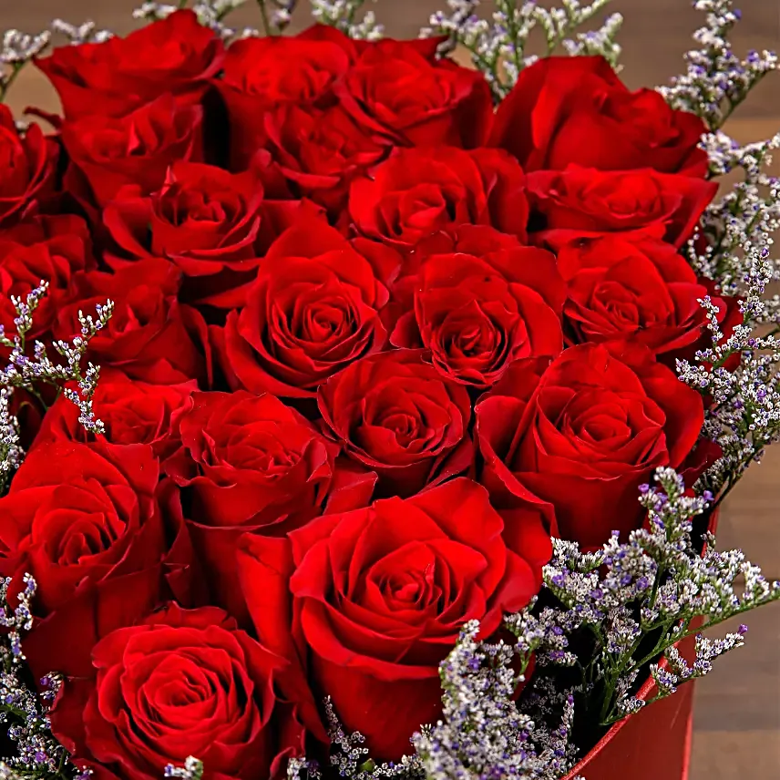 Red Roses In Heart Shape Box