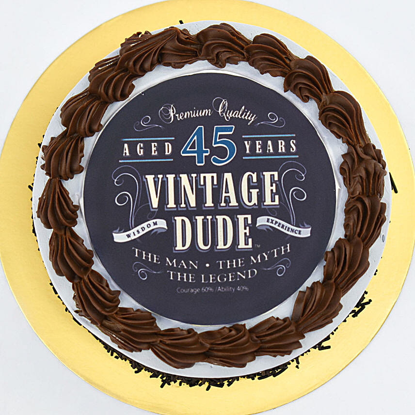 Vintage Dude Birthday Cake for Husband
