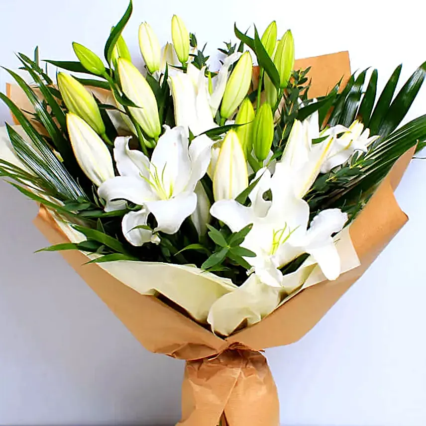 White Beauty Lilies Bouquet Standard