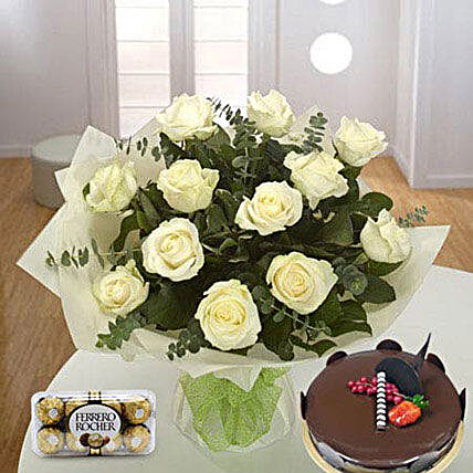 Pure Love Combo:Flower and Cake Delivery in Qatar