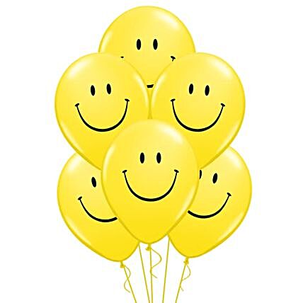 Smiley Latex Balloons 6 Pcs:balloons