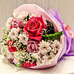 Dash Of Pink And Purple Roses Bunch