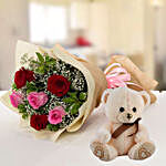 Teddy Bear And Roses Combo