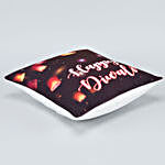 Printed Black Happy Diwali Cushion