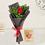 Red Rose Bouquet & Handmade Greeting Card