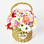 Exotic Mixed Flowers Cane Basket Arrangement
