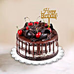 Black Forest Cake Half Kg With Happy Birthday Topper