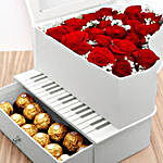Roses and Chocolates White Heart Box