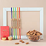 Sneh Colourful Pearl Rakhi Set & Almonds