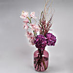 Pink & Purple Flowers Glass Vase