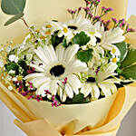 Peaceful White Gerberas Beautifully Tied Bouquet Standard