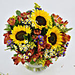Sunflower and Peruvian Lilies arrangement