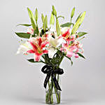 White and Pink Lily Arranagement Standard