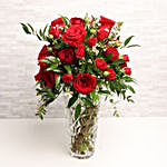 Fresh Red Roses in a Vase
