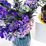 Flower Arrangement with Chocolate Cake